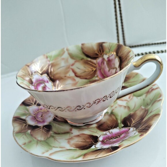 Stafford Japan Wide Mouth Cup and saucer set Floral Chintz Style 1950's - Picture 7 of 11